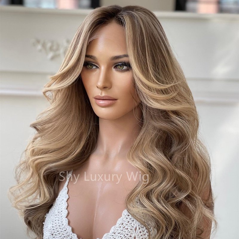 Human Hair Transparent Hd Full Lace Wig,With Baby Hair Hd Highlight Lace Front Wig,Virgin Glueless Ombre Blonde Color Lace Wigs
