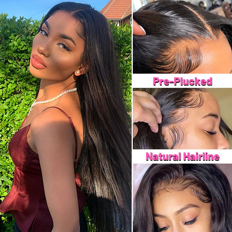 10A Human Hair Straight For Black Women 13x4 Cuticle Aligned Peruvian Hair Lace Front Wig