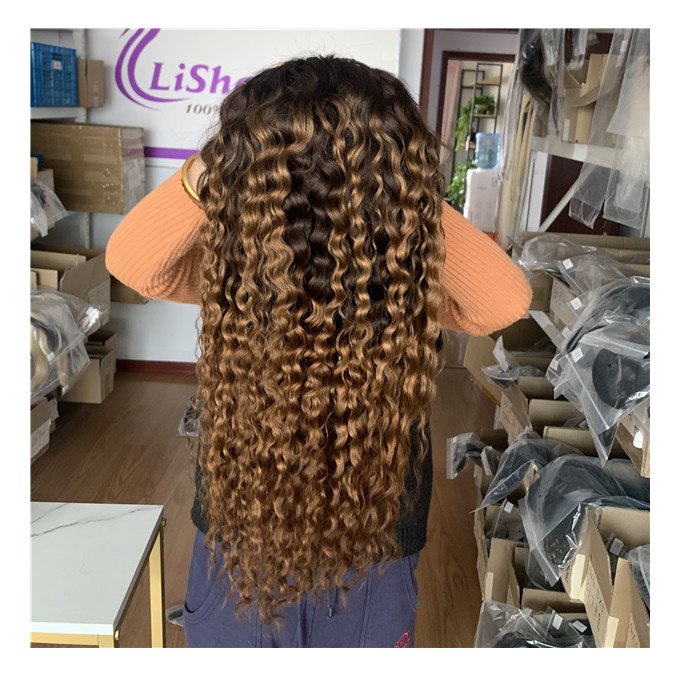 16 inch 4/30 Colored Ombre Full Frontal Glueless Lace Wig Curly Wigs Brazilian Human Hair