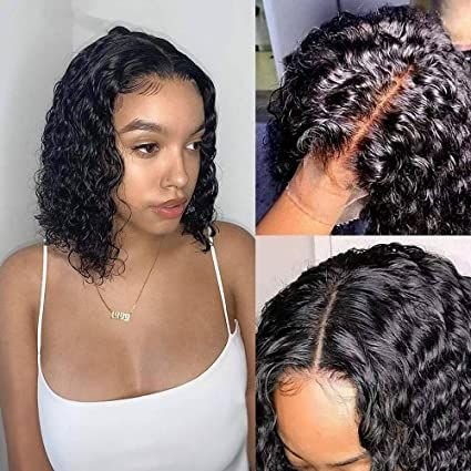 Deep Curly Wave Short Bob Wigs Human Hair Hd Full Lace Front Wig Raw Peruvian Virgin Human Hair Lace Frontal Wig For Black Women