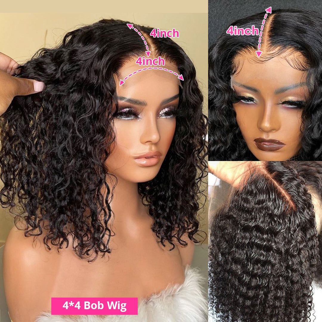 Deep Curly Wave Short Bob Wigs Human Hair Hd Full Lace Front Wig Raw Peruvian Virgin Human Hair Lace Frontal Wig For Black Women