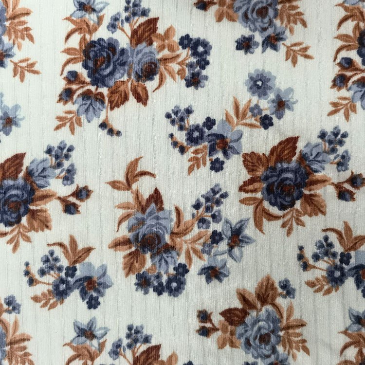 Factory custom print design softy touch 175gsm 95%polyester 5%spandex rib fabric for garment