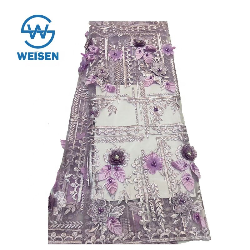 Luxury Embroidery Bead Beaded Flower French Lace Dress 3D Floral Fabric