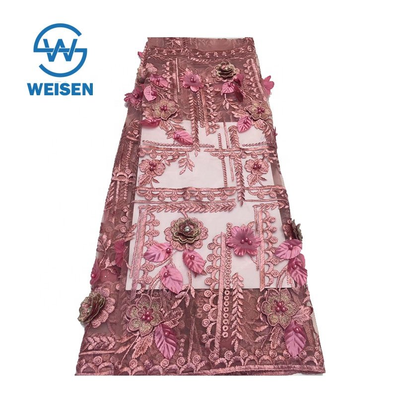 Luxury Embroidery Bead Beaded Flower French Lace Dress 3D Floral Fabric
