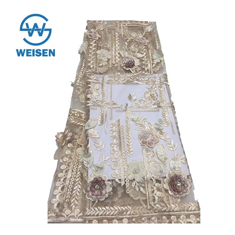 Luxury Embroidery Bead Beaded Flower French Lace Dress 3D Floral Fabric