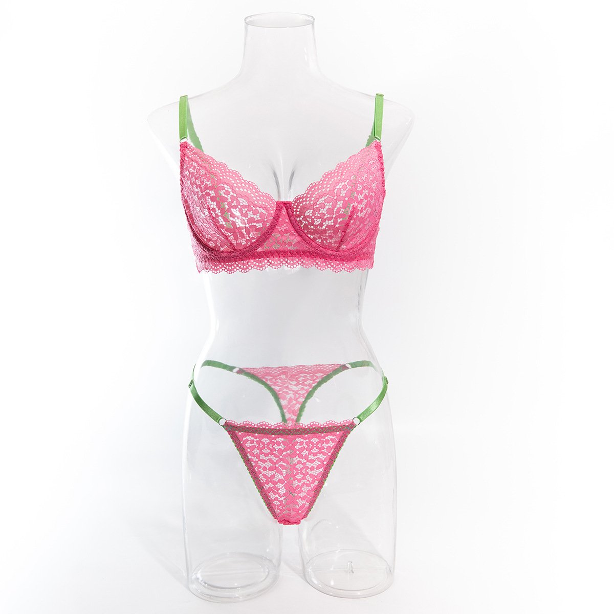 New Arrivals Women's Sexy Pink Lace Lingerie Set Embroidered Soft Underwear for Adults Made from Thin Lycra Fabric Wholesales