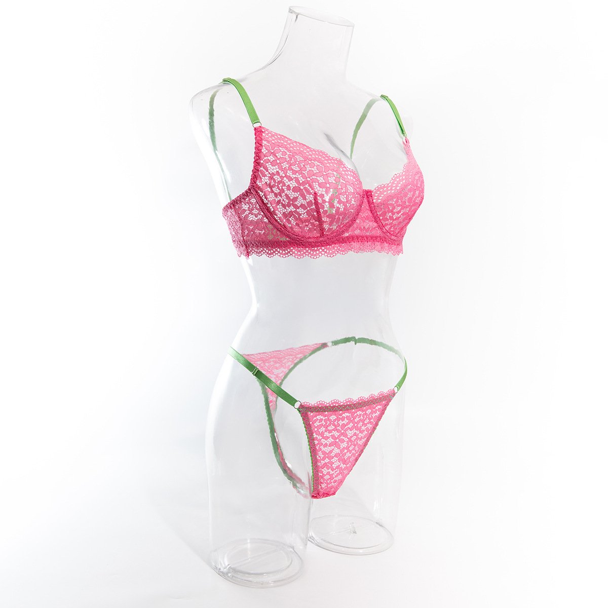 New Arrivals Women's Sexy Pink Lace Lingerie Set Embroidered Soft Underwear for Adults Made from Thin Lycra Fabric Wholesales
