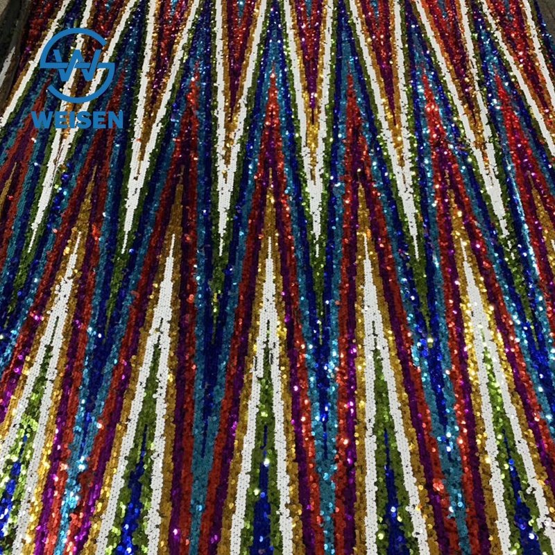 2023 Iridescent Luxury Big Roll Blue Elastic Shimmering Multi Color Rainbow Sequin Fabric