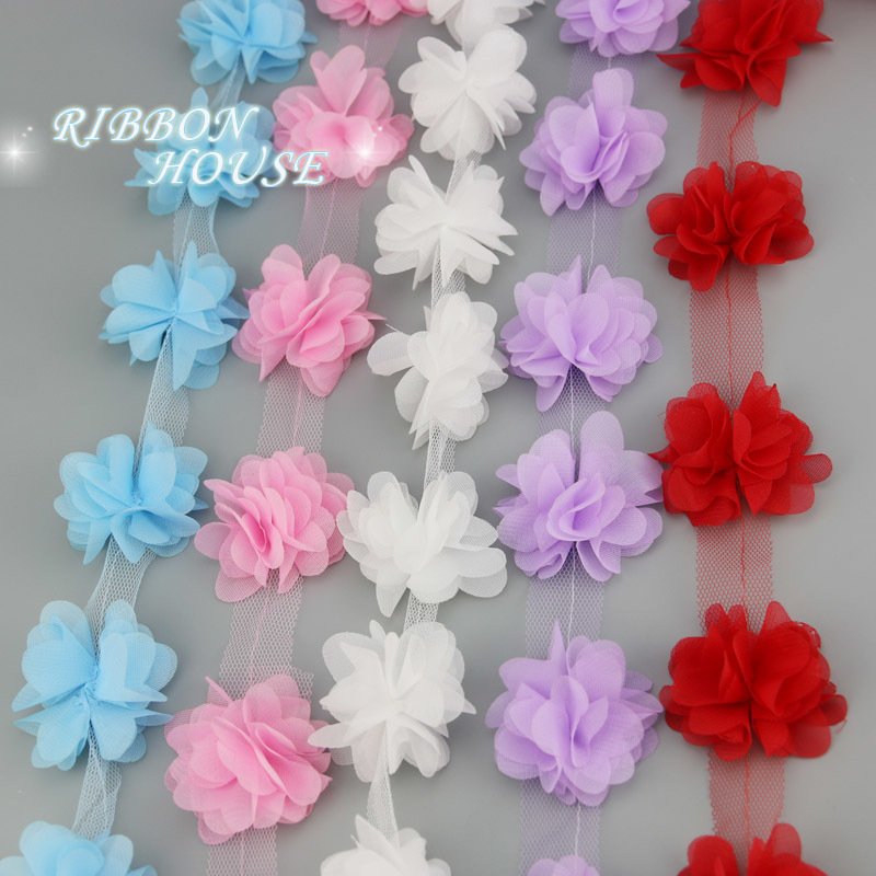 (60pieces/lot) 50mm Petal Chiffon Lace Fabric Webbing Decoration Love Gift Ribbons Crafts Diy Wholesale