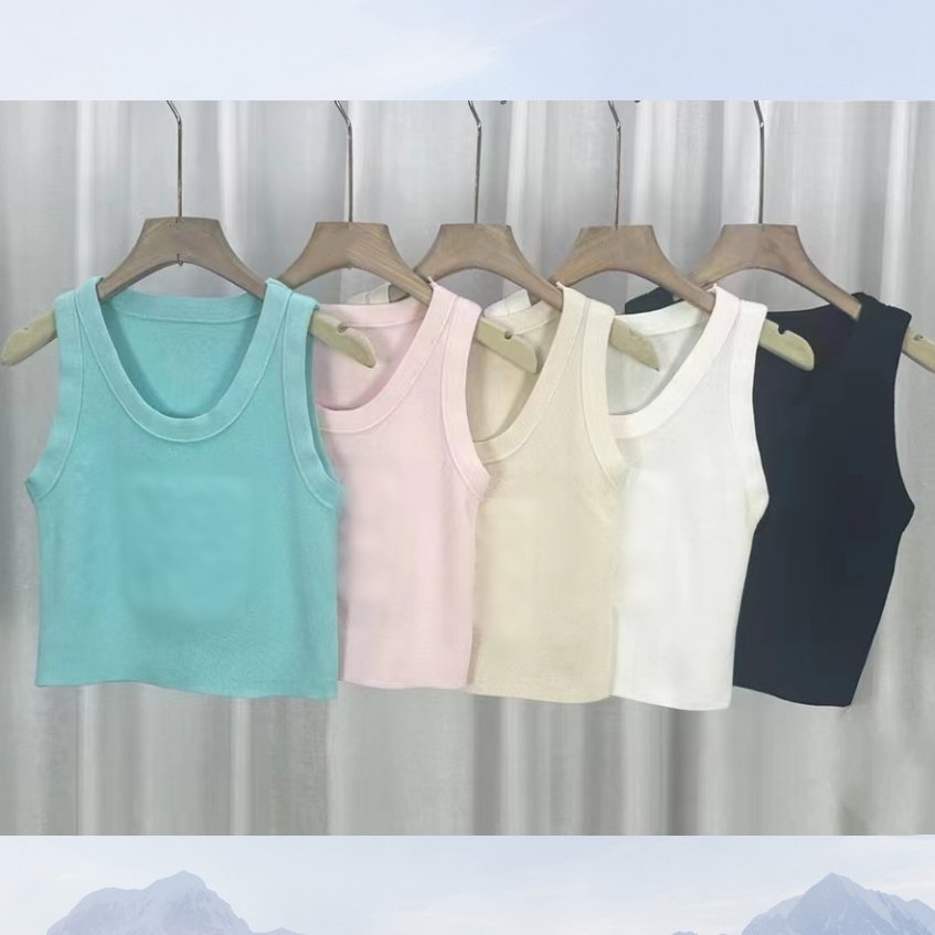 Wholesale designer clothing summer fashion sexy white crop tops ribbed sleeveless embossed tank top women