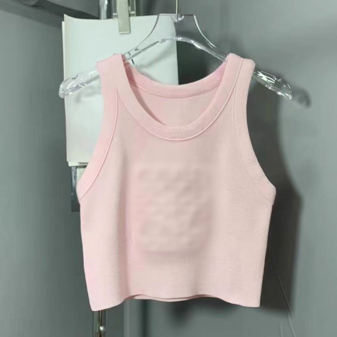 Wholesale designer clothing summer fashion sexy white crop tops ribbed sleeveless embossed tank top women