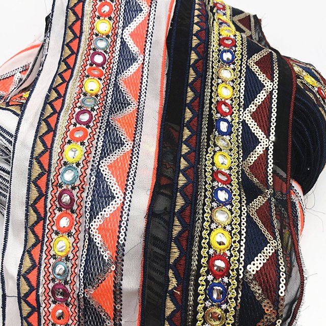 silk vintage ethnic embroidery lace ribbon trim Sequins Webbing Ethnic Style Lace Trimming