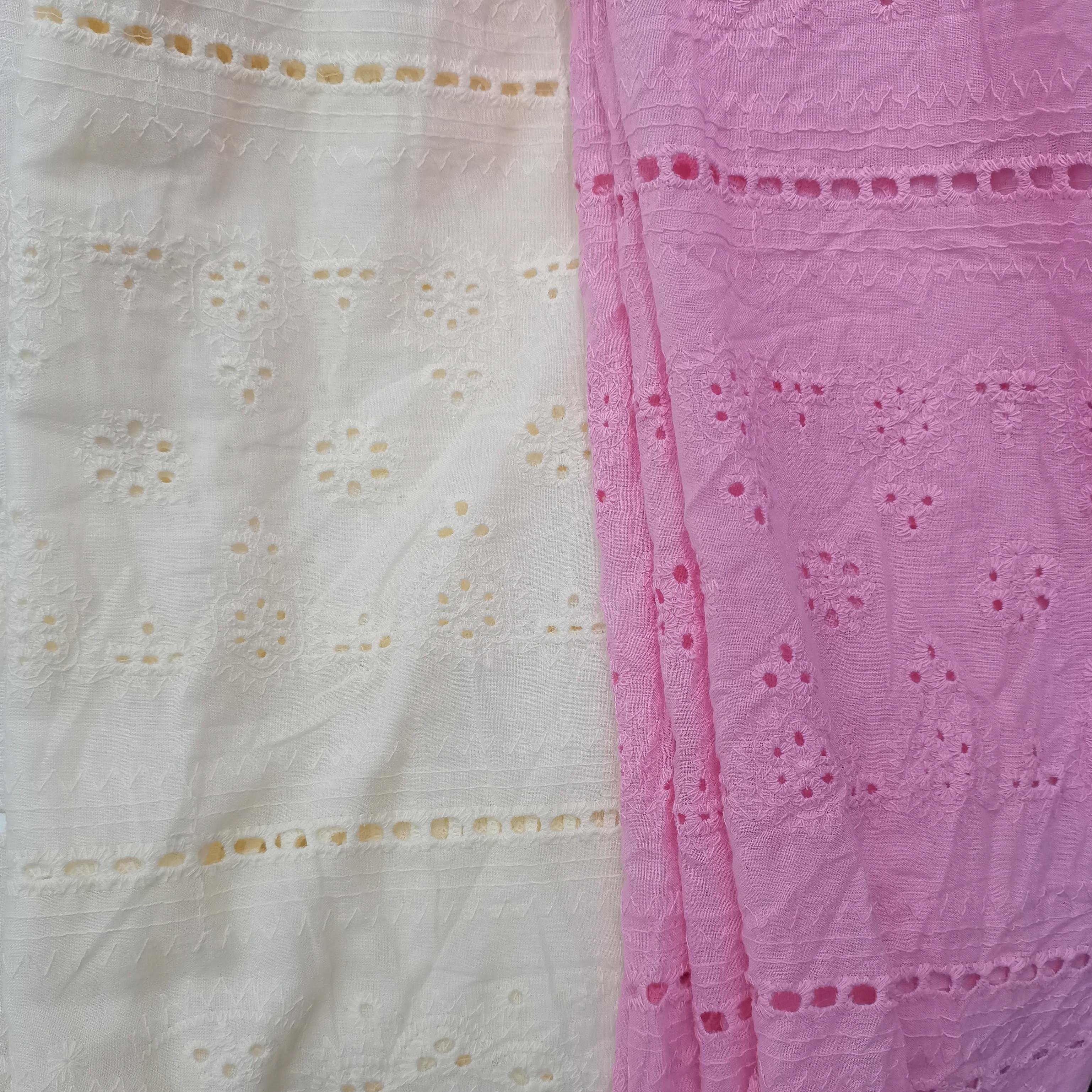 Cotton Embroidered Lace Dress Solid Carve Designs Women's Dress Made Cotton Linen Fabric Bags Weddings Decoration