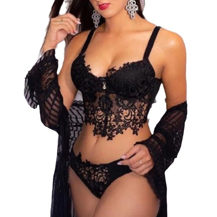 Custom Logo Plus Size Red Lingerie With Lace Trim Mature Women Two Piece Sexy Lingerie Set