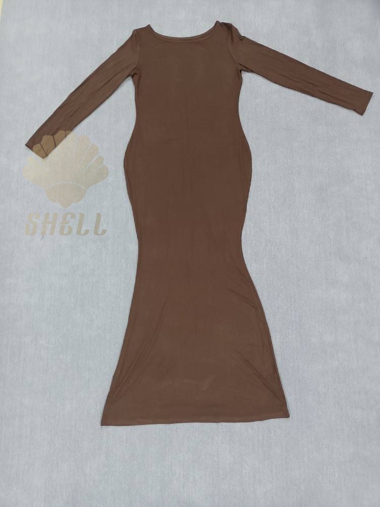 Luluxixiyaya Long Sleeve Maxi Length Tight Fit Feet Casual Slim Fit Ribbed HIgh Stretch CUstom Dresses Women
