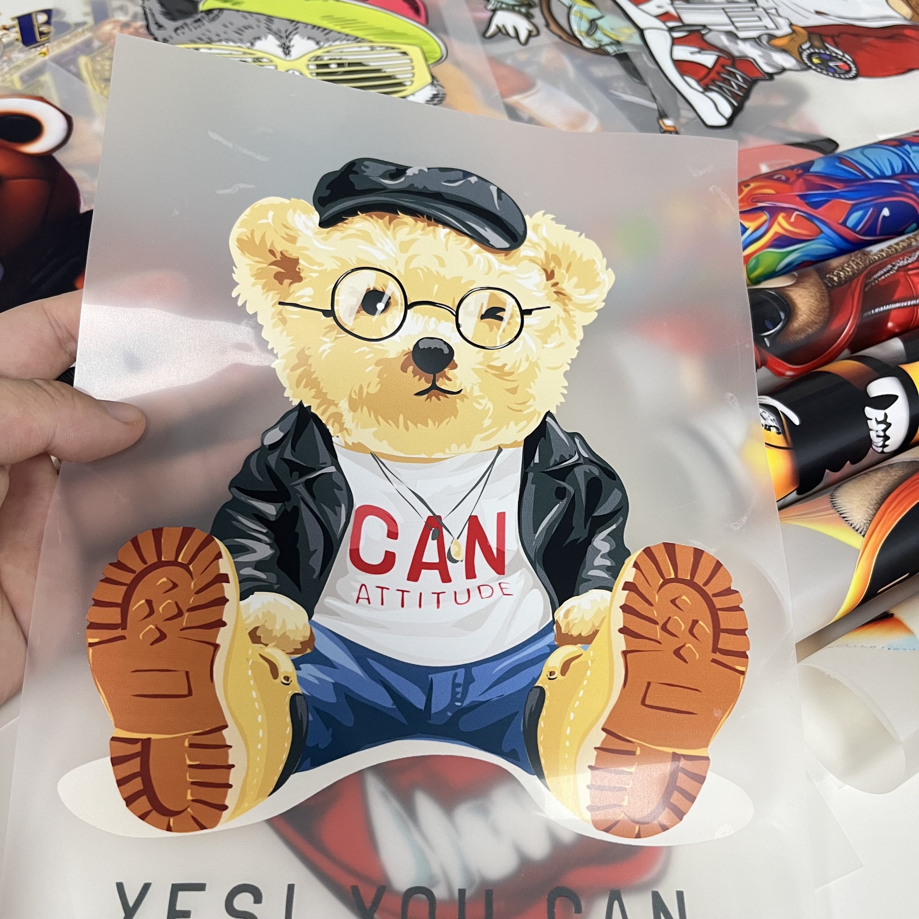 Factory Custom cheap dtf craft Fashion Hot selling design HD pictures washable label plastisol iron heat transfer printing