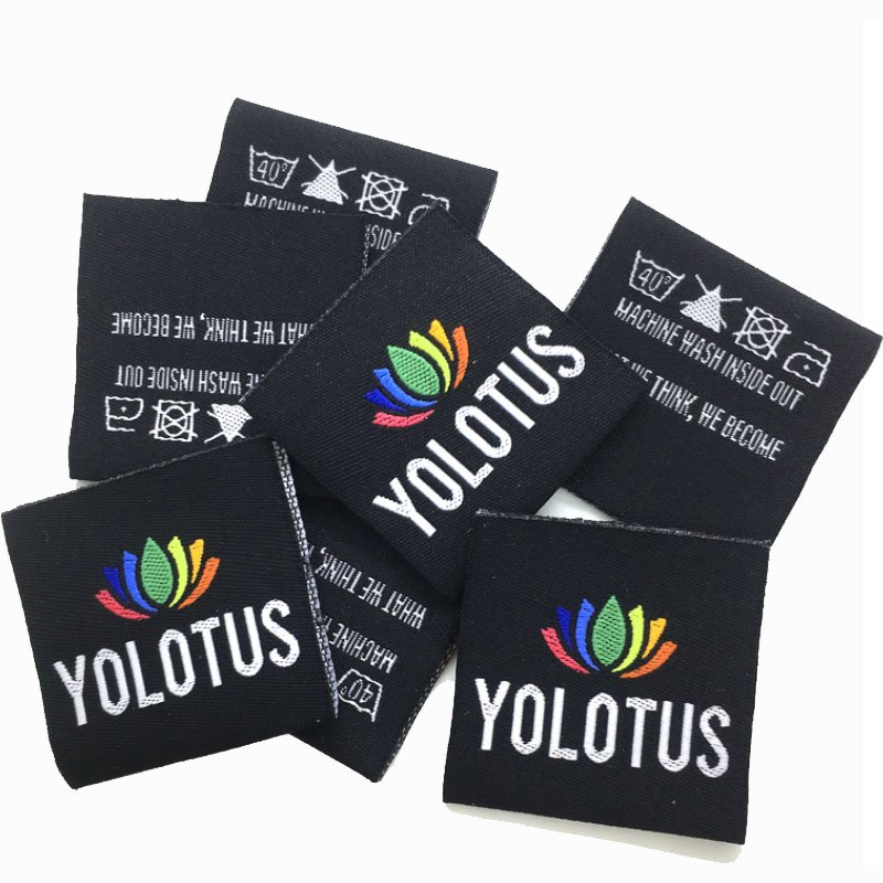 hot sale customized printing hot cut garment disposable adhesive activity highdensity damask heat press clothing woven labels