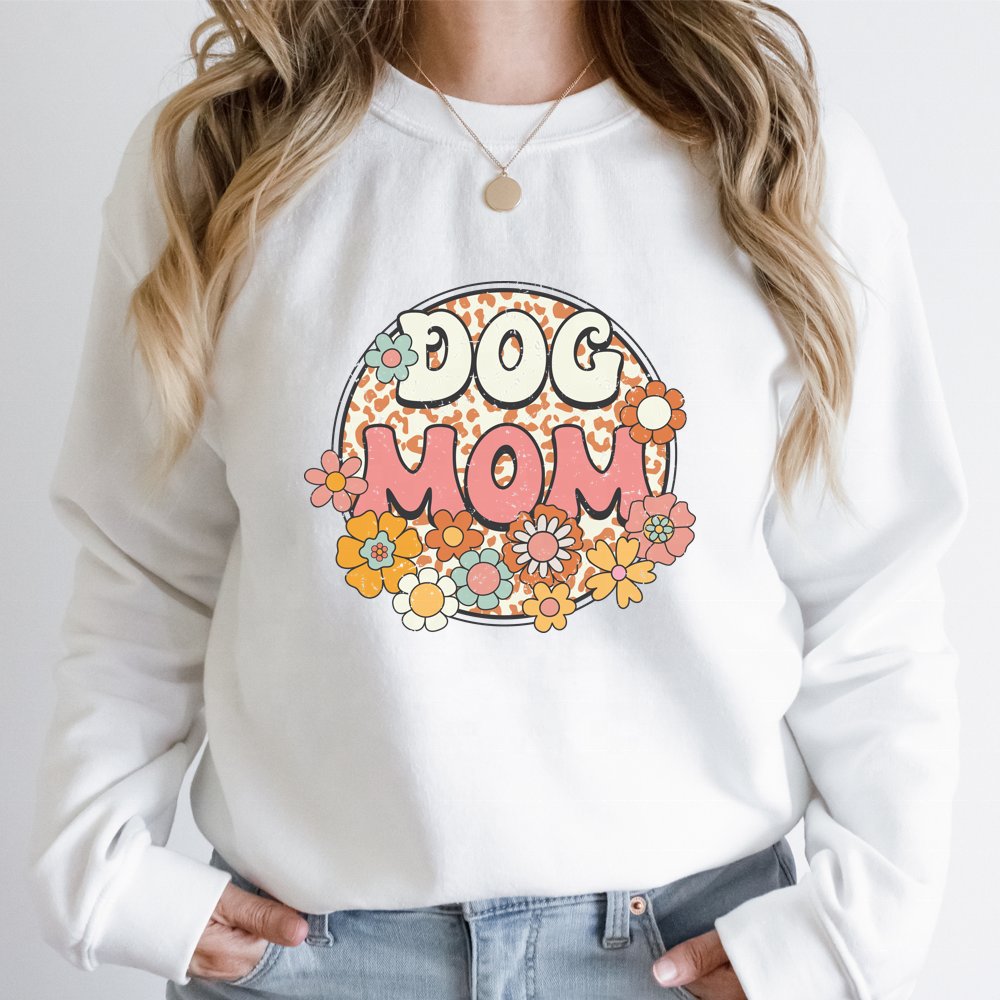 Dog Cat Mom Custom DTF Printing Iron On Sticker Retro Letter Flowers Ready To Heat Press Heat Transfer Stickers For T-shirts