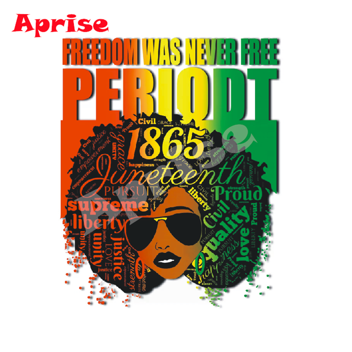 heat transfer printing 1865 juneteenth DTF Heat motif celebrating black freedom plastisol vinyl iron on for MAN t shirt