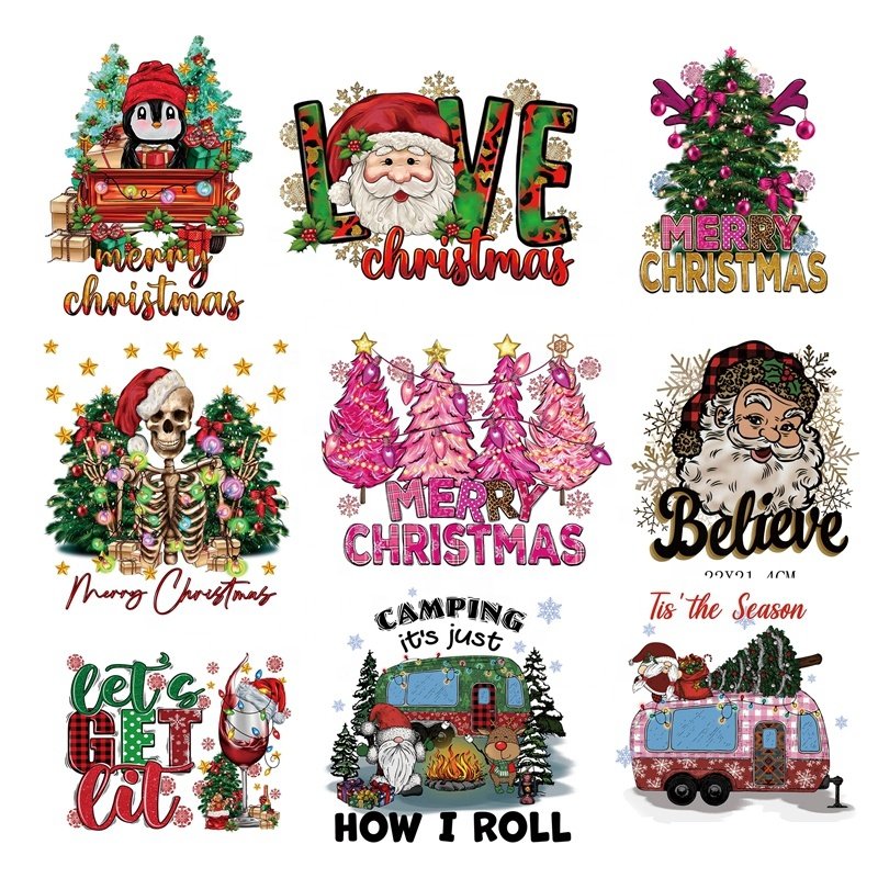 Plastisol Ink Christmas Santa Heat Transfer Christmas Thin Matte Clear Film Screen Print Heat Transfer Iron on for clothes