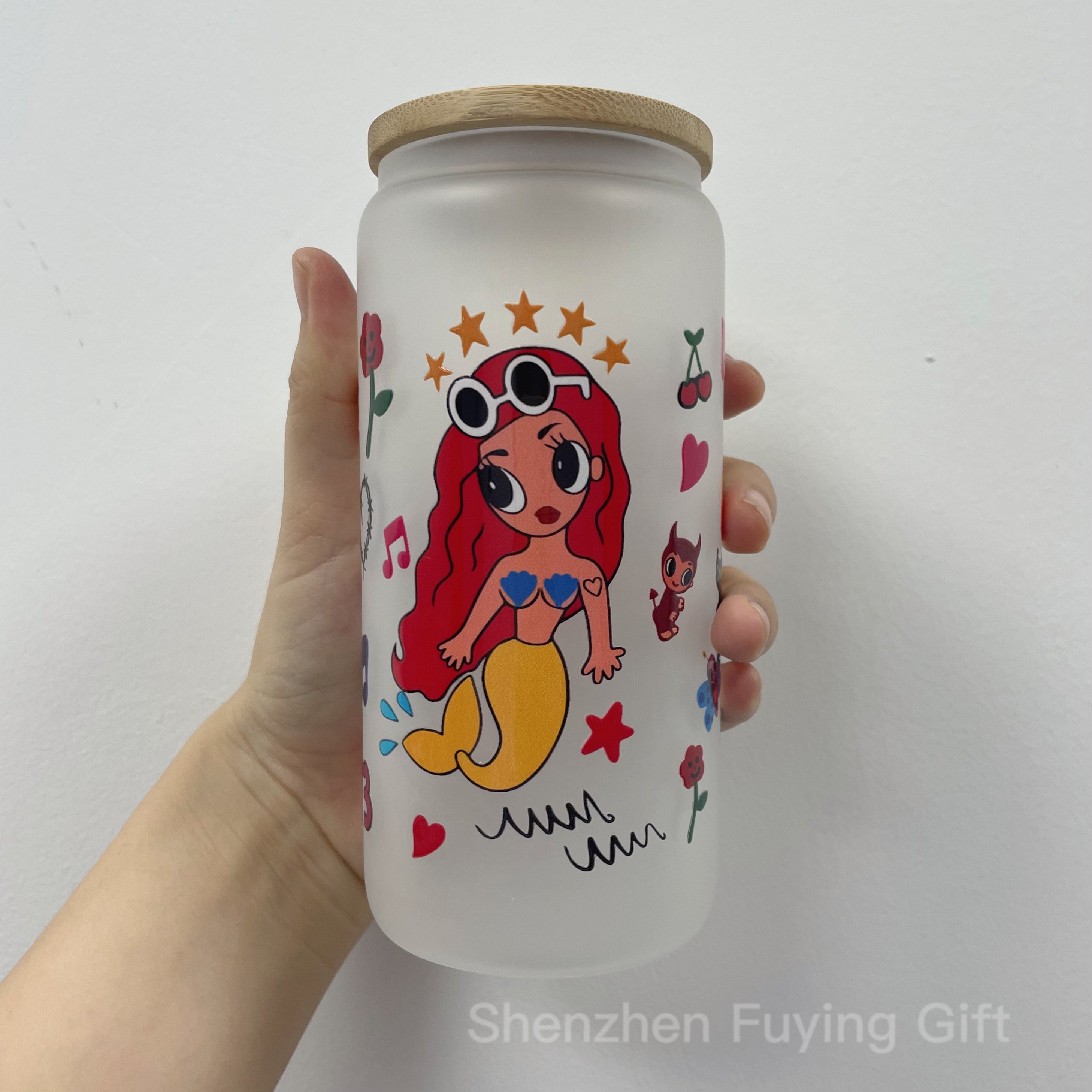 Wholesale Ready To Ship 16 Oz glass mugs Warp Transfer Printing Custom Uv Dtf Transfer Label Sticker