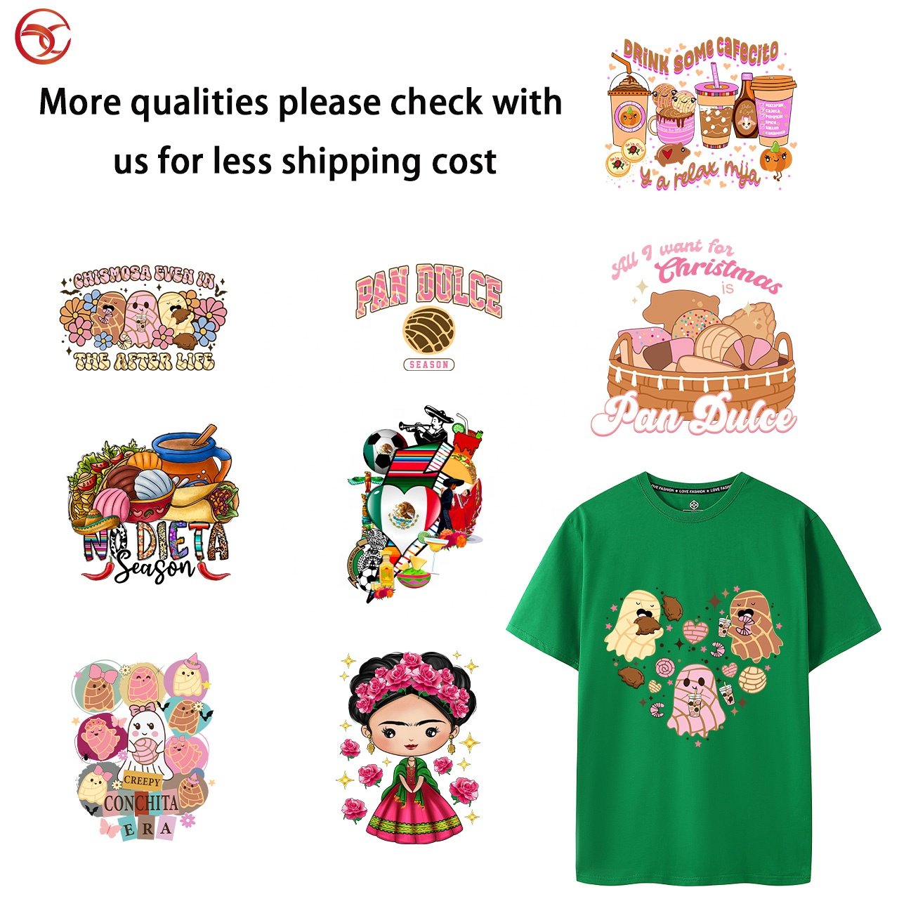 Factory custom dtf heat transfer product logo about mexico design heat transfer label custom heat transfer for t-shirts