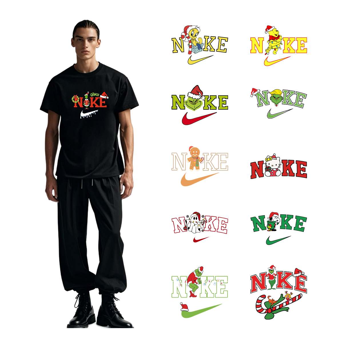Small Size Christmas Patch DIY Heat Transfer Tops Appliqued Vinyl Iron On Patches Heat Print For Shirt Socks Hat Stickers