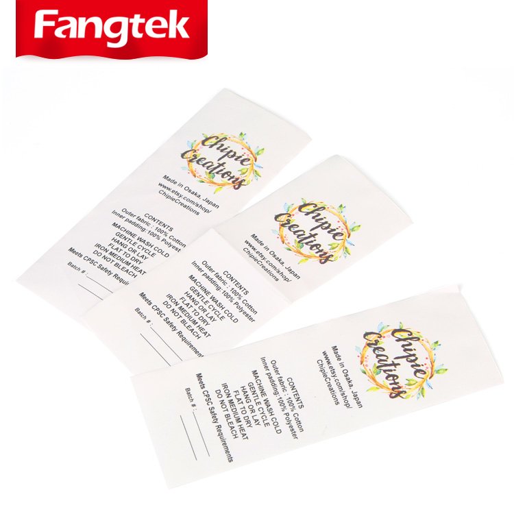 Custom design polyester satin cotton nylon taffeta clothing labels tape safe wash care label printing for garment