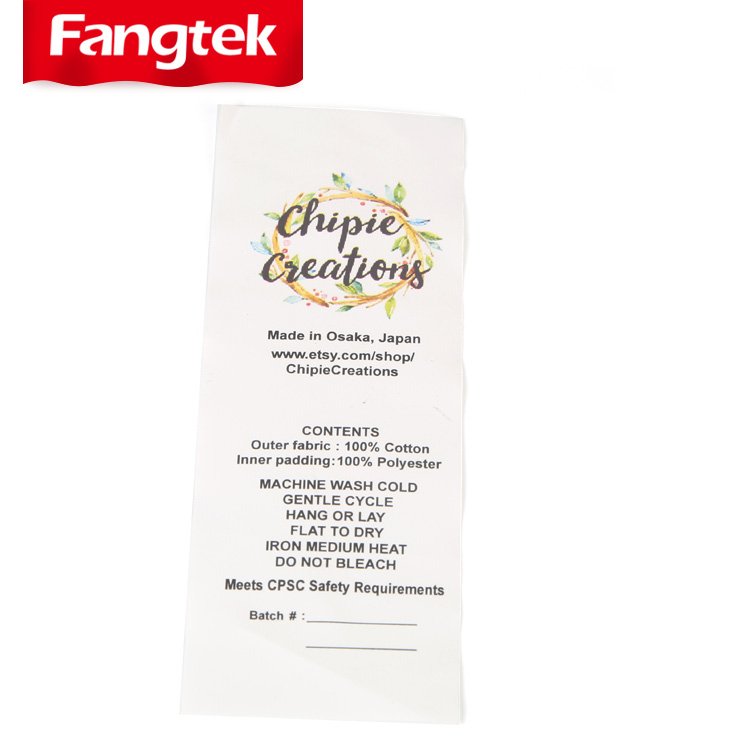 Custom design polyester satin cotton nylon taffeta clothing labels tape safe wash care label printing for garment