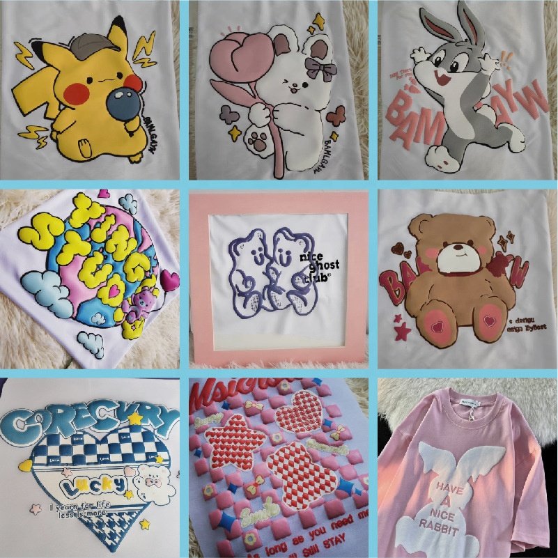 Custom Puff Iron On 3D Screen Printed Dtf Print Textile Vinyl Printable Puff Stickers Heat Transfer Printing For Tshirts