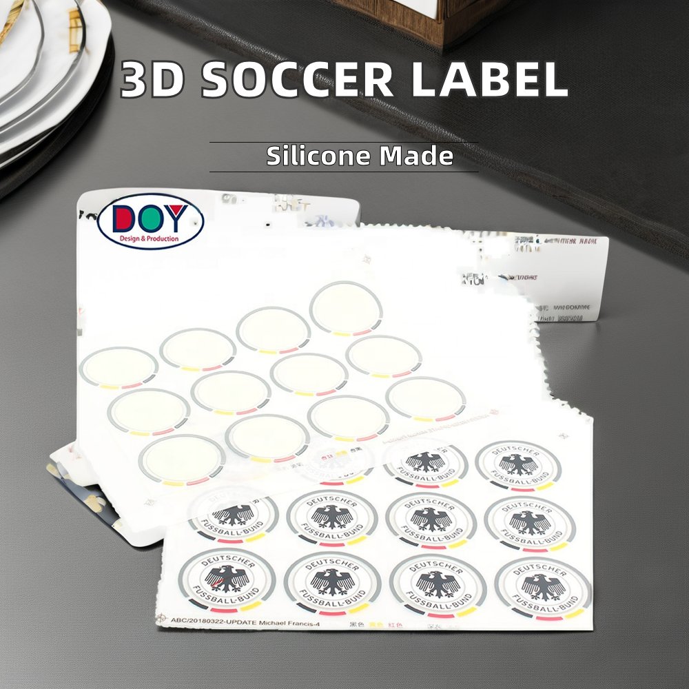 Custom Soccer Logo Iron-On Silicone Thermal Heat Transfer Printing Labels Sticker for Clothing Shoes Bags Made Iron PVC Material