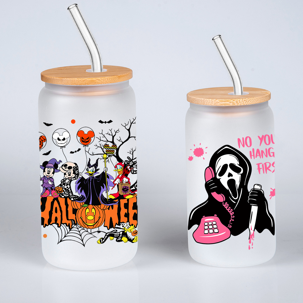 Yunshang wholesale Custom 16oz 20oz UV dtf cup wrap transfer halloween uvdtf cup heat transfers sticker for Mug Coffee Cups