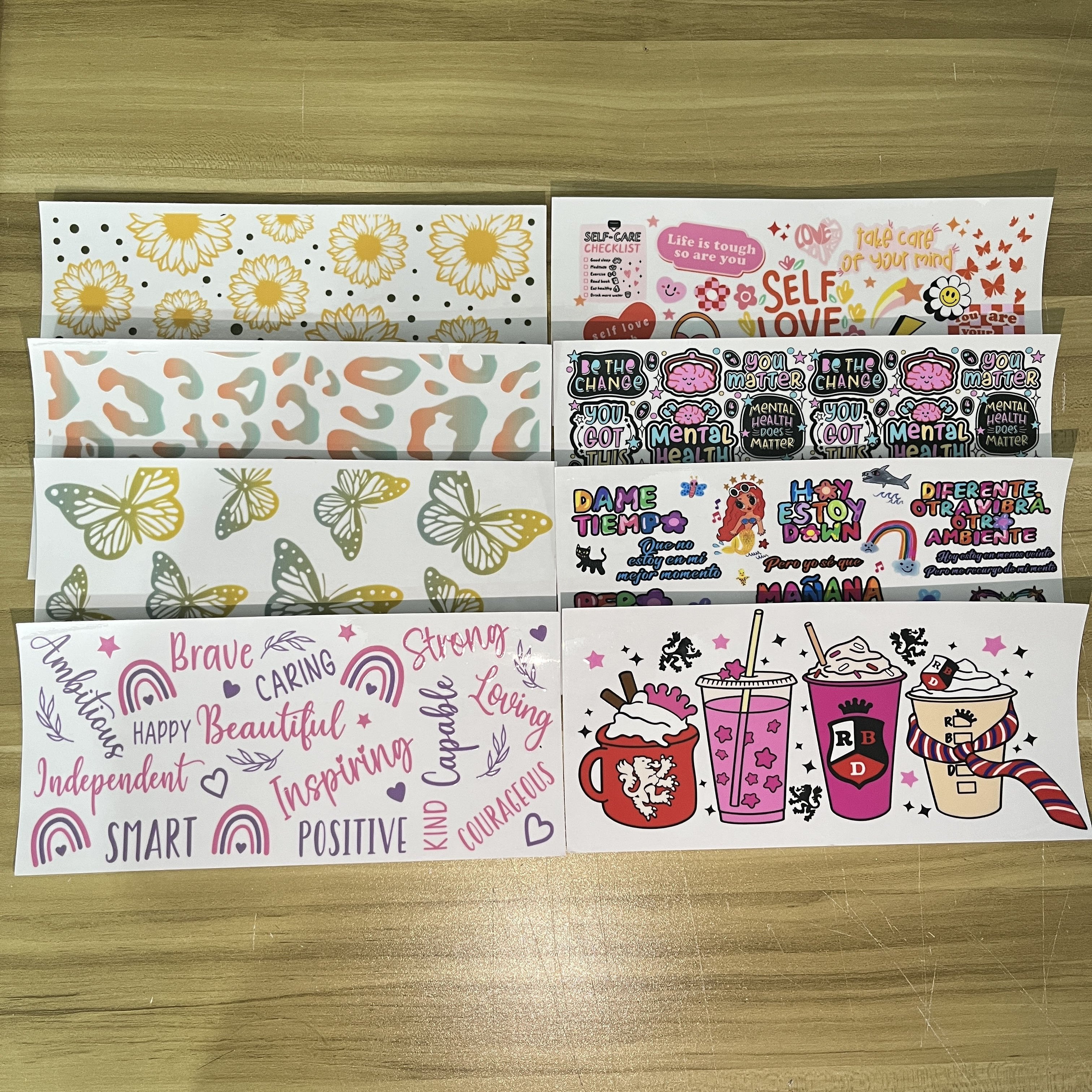 Wholesale low MOQ custom logo Christmas uv decals transfer printing uv ready fast to ship uvdtf cup wraps 16oz for cup