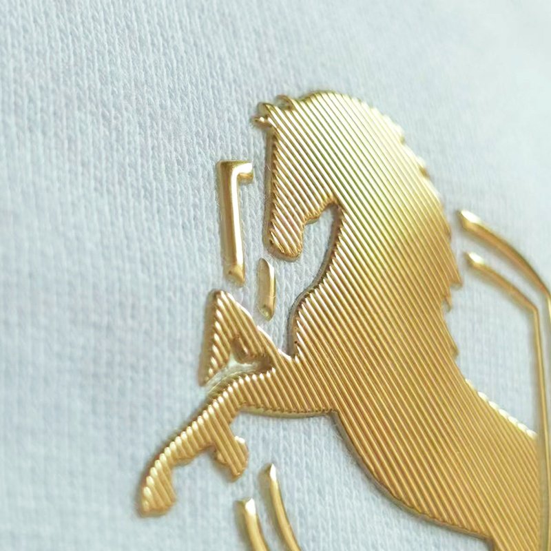 Factory Custom PVC heat transfer printing gold badge 3D logo electroform embossed metallic transfer stickers