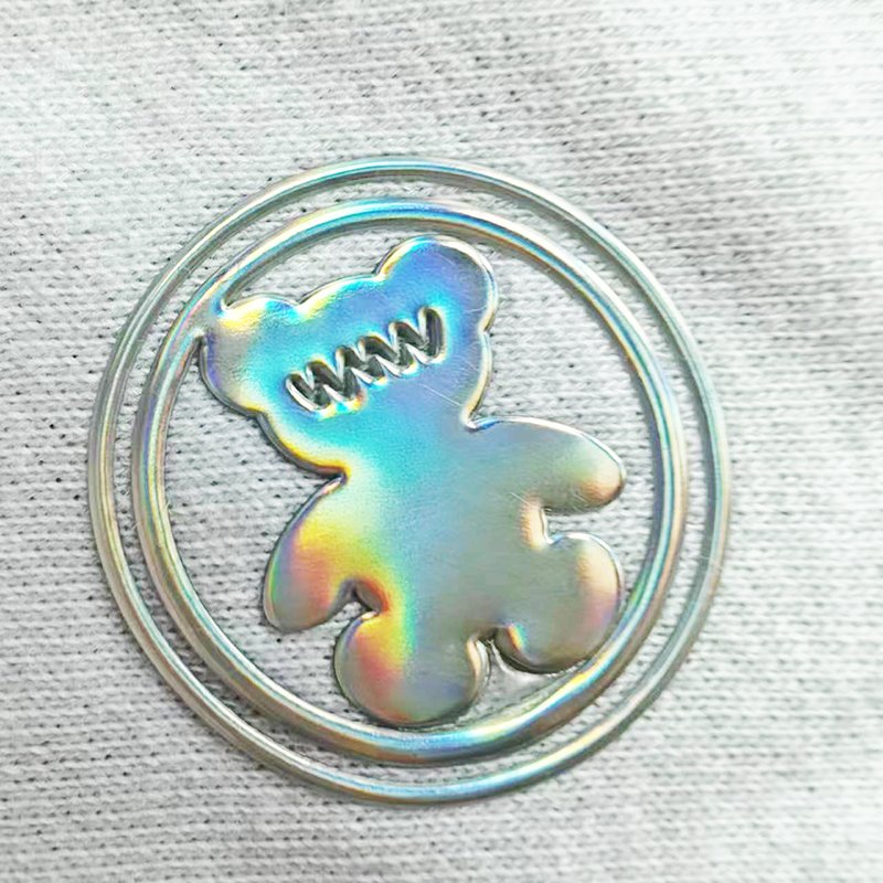 Factory Custom PVC heat transfer printing gold badge 3D logo electroform embossed metallic transfer stickers