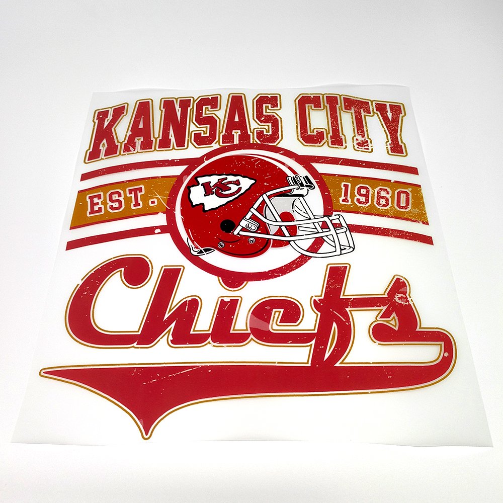 High quality Custom chiefs Dtf Heat Transfer Stickers Dtf Heat Transfer Label nfl ready To Press DTF Heat Transfer