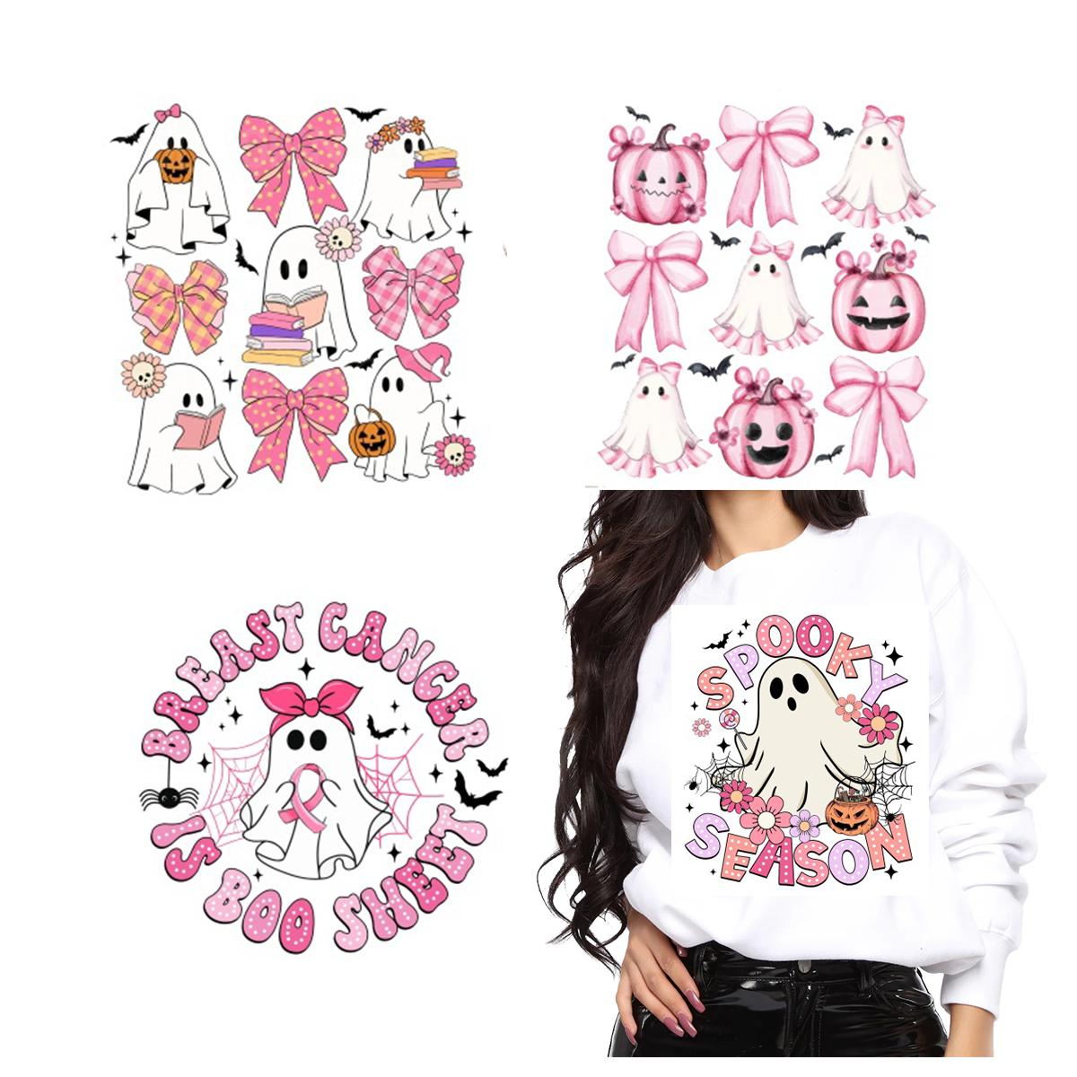 Wholesale Dtf Transfers Custom For T Shirts Dtf Transfers Custom For Shirts Ready Ghosts And Bows Screen Print Transfer Design