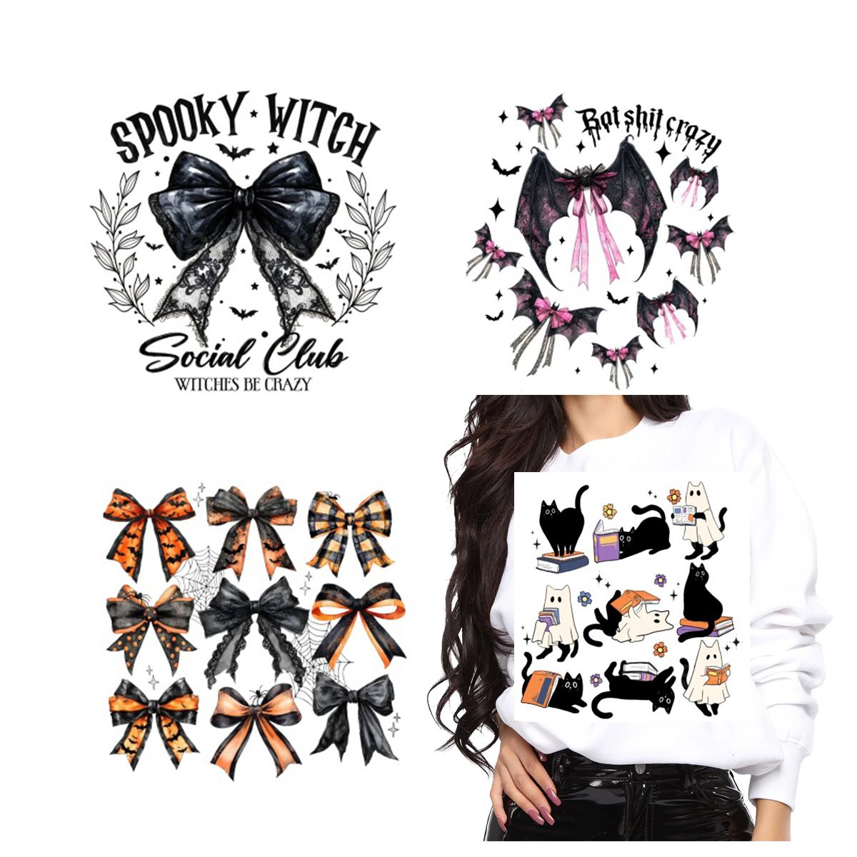 Wholesale Dtf Transfers Custom For T Shirts Dtf Transfers Custom For Shirts Ready Ghosts And Bows Screen Print Transfer Design