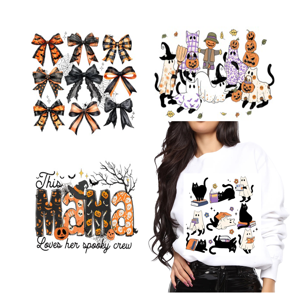 Wholesale Dtf Transfers Custom For T Shirts Dtf Transfers Custom For Shirts Ready Ghosts And Bows Screen Print Transfer Design