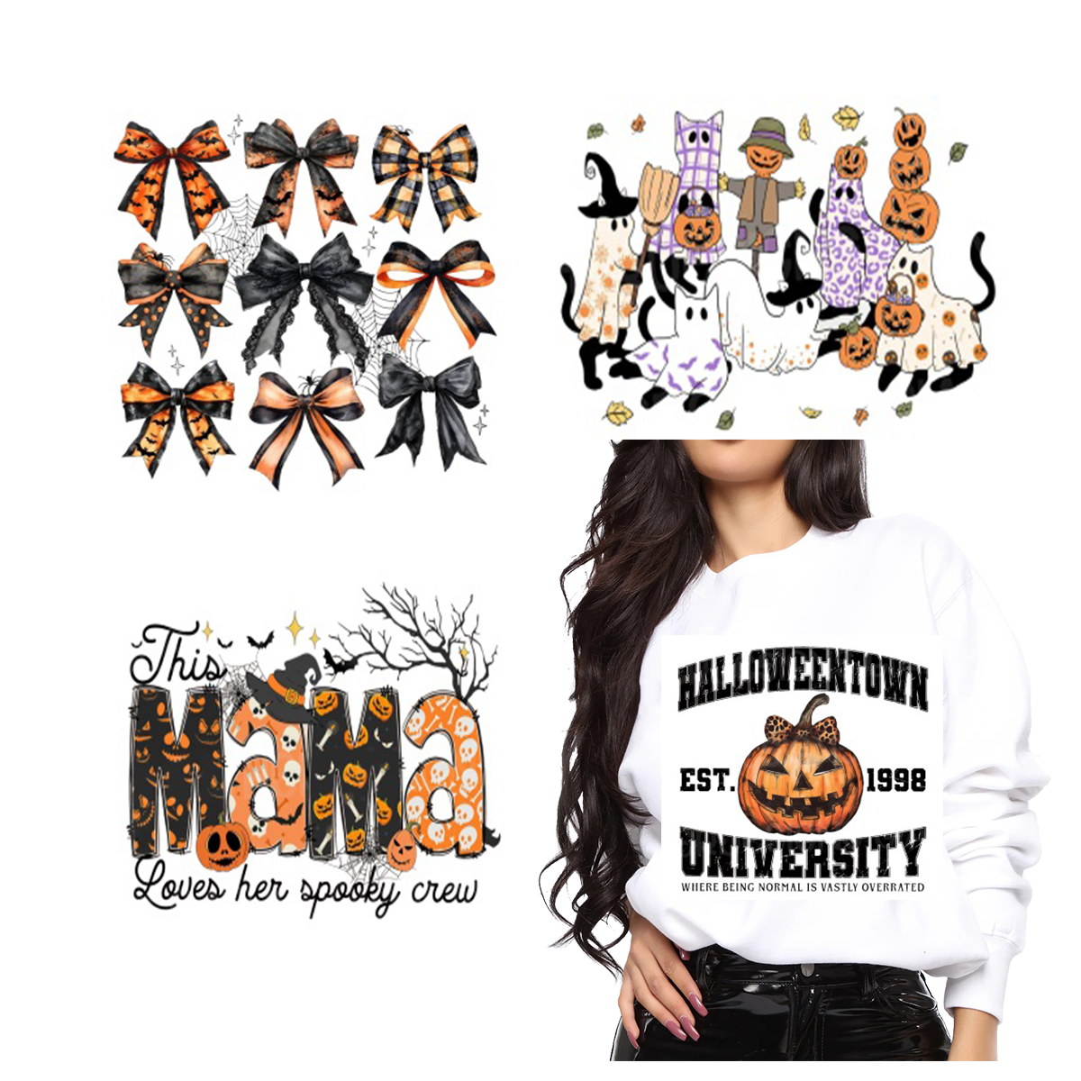 Wholesale Dtf Transfers Custom For T Shirts Dtf Transfers Custom For Shirts Ready Ghosts And Bows Screen Print Transfer Design