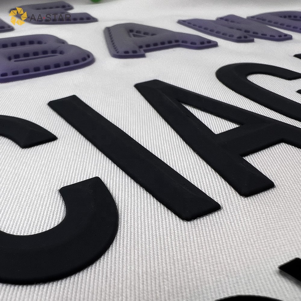Wholesale iron on letter design 3d silicone heat transfer printing sticker