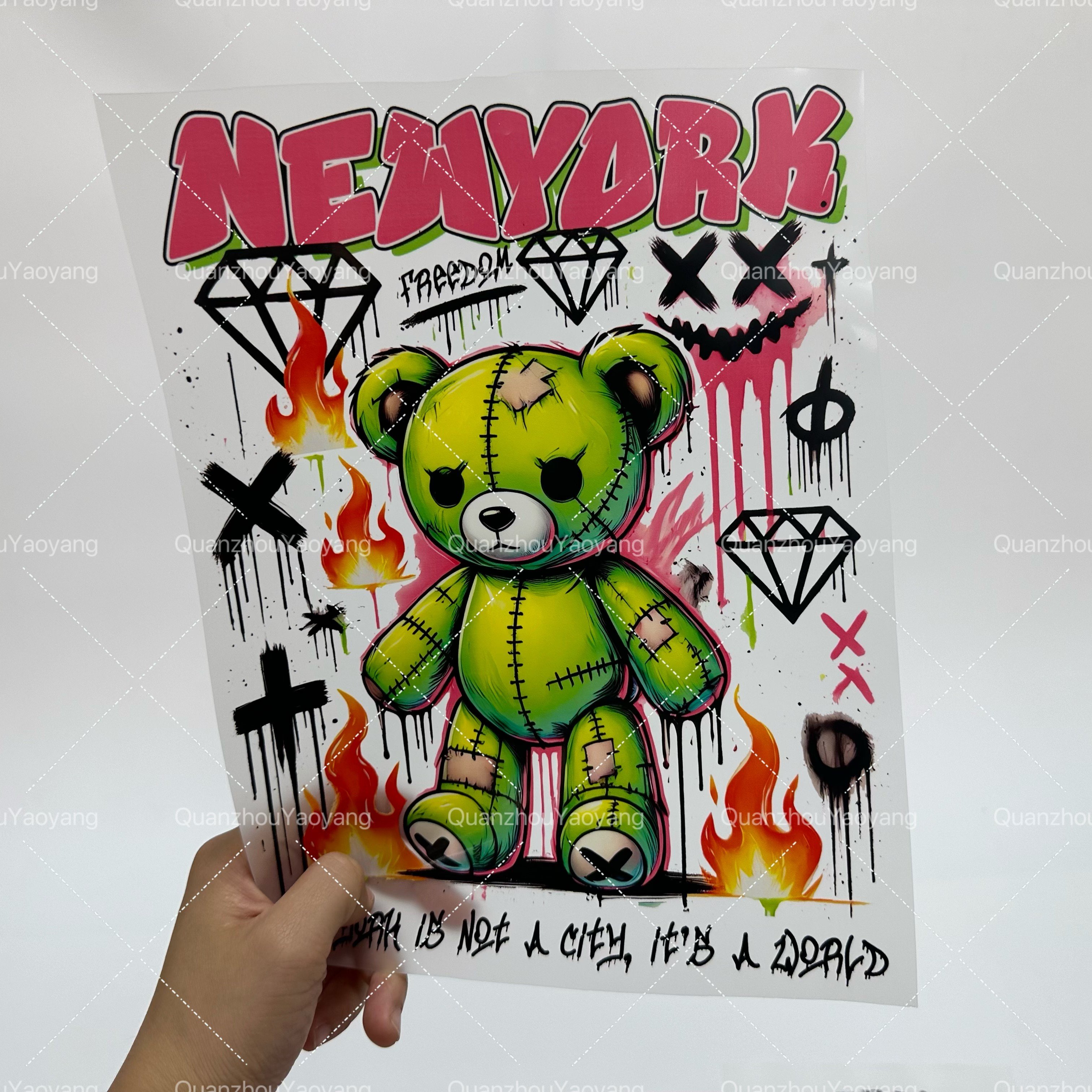 Fun Cartoon Hoodie Aesthetic Classic Sweatwear Horror Movie Pattern Transfer Printing For Decoration