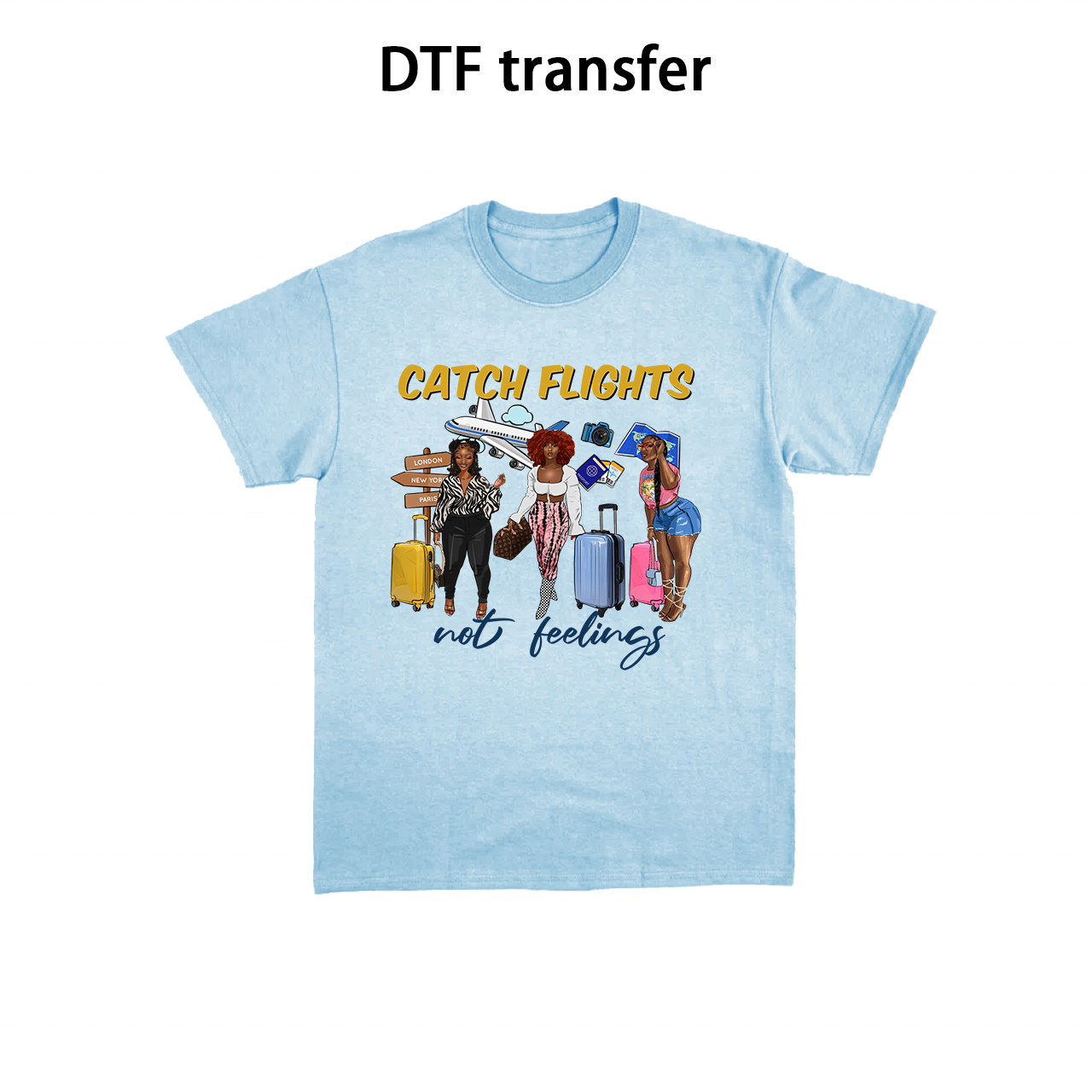Factory custom girls design colourful vinyl sticker plastisol dtf transfers designs ready to press transfer printing t-shirt