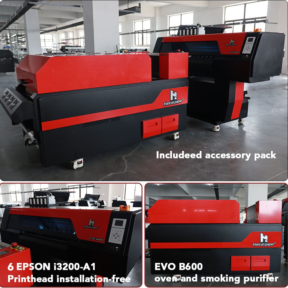 Best 24 inch 6 heads i3200 commercial dtf printer transfer machine with automatic powder shaking