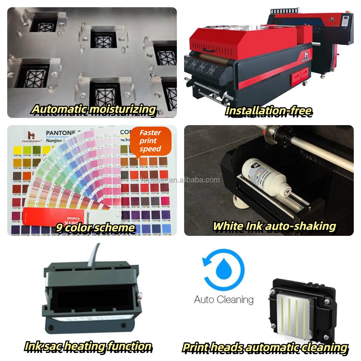 Best 24 inch 6 heads i3200 commercial dtf printer transfer machine with automatic powder shaking