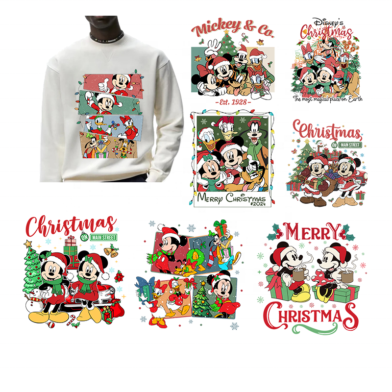 Custom Christmas Dtf Transfers Heat Transfer Designs Ready to Press Logo Film Iron On Sticker Heat Transfer Prints On Garments
