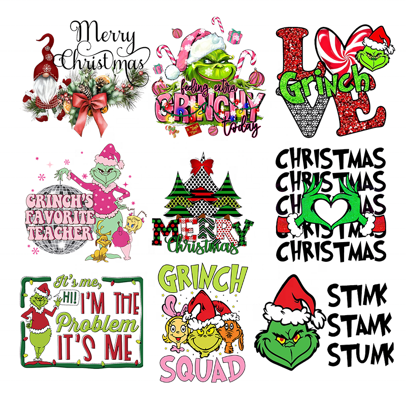 Custom Christmas Dtf Transfers Heat Transfer Designs Ready to Press Logo Film Iron On Sticker Heat Transfer Prints On Garments