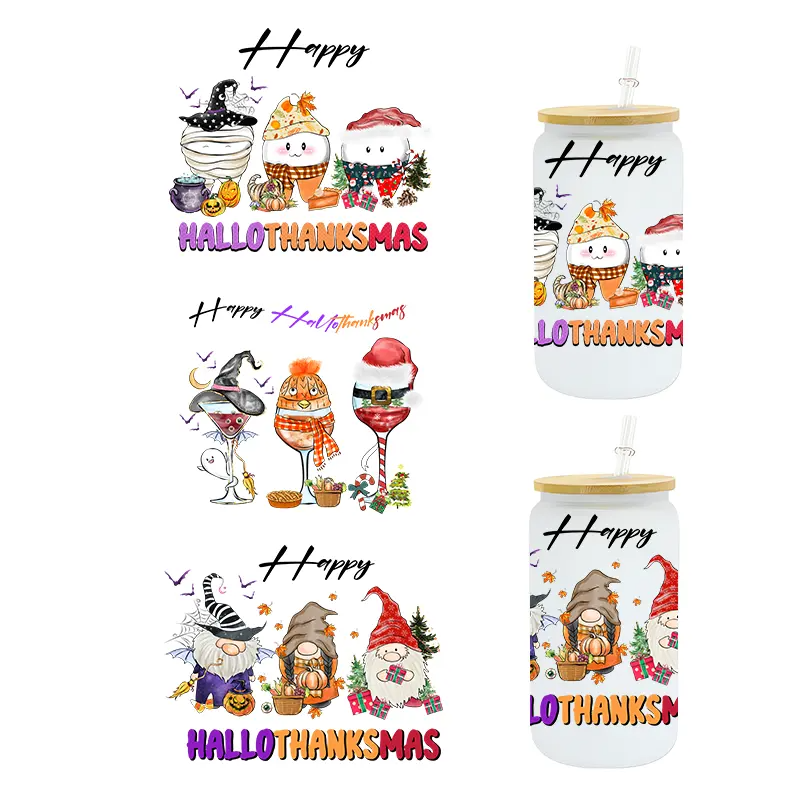Wholesale Custom Glass Can Transfer Stickers 16oz 24oz Uv 3d Dtf Mug Cup Wrap Cold Transfers Sheet Stickers Printing