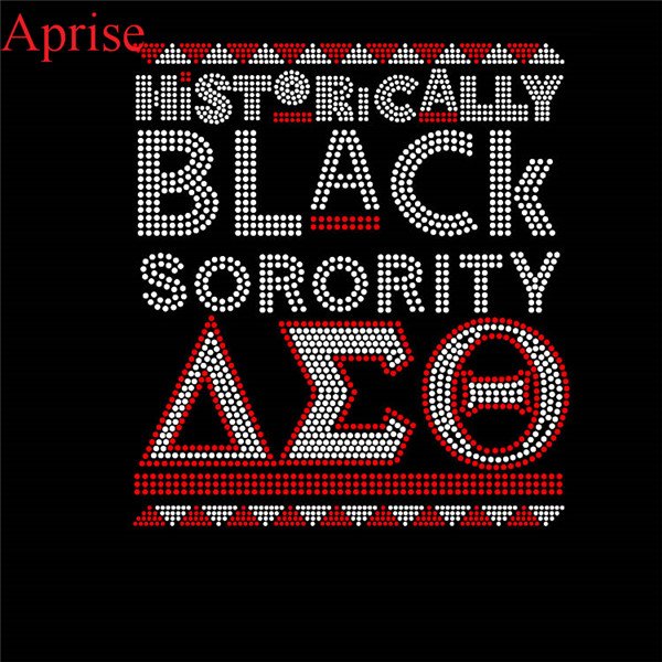 black sorority rhinestone transfer DST custom rhinestone heat design