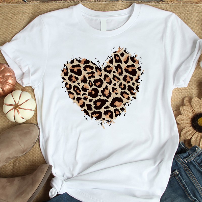 Personality Custom Leopard Heart Pattern Valentines Day Heat Press Stickers Transfer Printing Heat Transfer Vinyl